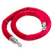 A red velvet rope with satin silver ends.