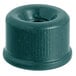 A green plastic cap with a hole for Regency shelving posts.