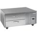 A stainless steel Beverage-Air chef base with two drawers.