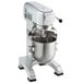 A silver Galaxy stand mixer with a stainless steel bowl.