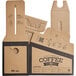 A group of brown cardboard Choice beverage take-out containers with a coffee to-go print.