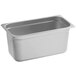 A Carlisle stainless steel hotel pan with a rectangular bottom.