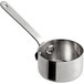 A silver stainless steel Vollrath round mini sauce pan with a handle.