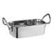 A stainless steel Vollrath rectangular mini roasting pan with handles.