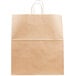 A brown paper bag with handles.