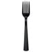 A black plastic fork with a long handle.