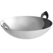 A silver stainless steel Vollrath mini wok bowl with handles.