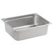 A Carlisle stainless steel steam table pan with a square edge.