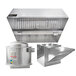 A large stainless steel Halifax commercial kitchen conveyor pizza oven hood system with a vent.
