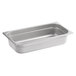 A Carlisle stainless steel hotel pan with a lid.
