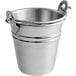 A silver stainless steel mini serving bucket with a handle.