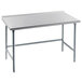 A white rectangular stainless steel table with an open base.