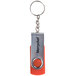 A Merrychef USBKEY menu key with an orange and white button on a silver keychain.