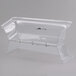 A clear plastic tray cover with a long hinge.