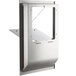 A Lavex stainless steel recess kit door with a latch on a metal frame.