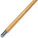 A Carlisle wooden mop handle with metal threads.