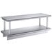 A silver Regency stainless steel wall mount shelf with two shelves on it.