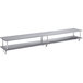 A long stainless steel wall mount shelf with two shelves.