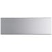 A close-up of a silver rectangular Regency stainless steel shelf.