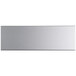 A close-up of a silver rectangular Regency stainless steel shelf.