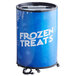 A Galaxy Glass Door Merchandiser Freezer with a blue container and black handle filled with frozen treats.