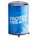 A Galaxy glass door merchandiser freezer with a blue barrel and the words "frozen treats" on it.