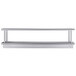 A Regency silver stainless steel pass-through shelf with metal railings and two shelves.