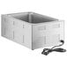 A Galaxy countertop food warmer with a rectangular silver hot water pan and a black cord.