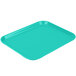 A green Cambro cafeteria tray on a white background.