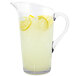 A Front of the House plastic pitcher of lemonade with ice and lemons.