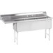 A stainless steel Advance Tabco three compartment pot sink with one left drainboard.