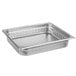 A Choice stainless steel 1/2 size steam table pan with holes in it.