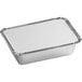 A rectangular silver Choice foil container with a white board lid.
