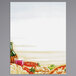 Menu paper with an Italian themed pasta design on a white background.