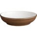 An Acopa Embers hickory brown stoneware pasta bowl with a white rim.