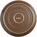A brown ceramic Acopa stoneware plate with a white rim.