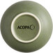 An Acopa moss green stoneware bowl with a white rim.