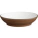 An Acopa Embers hickory brown stoneware bowl with a white rim.