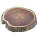A Tablecraft melamine platter with a wood design that looks like a tree stump