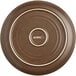 A brown Acopa coupe stoneware plate with a matte finish.