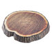 A Tablecraft melamine round platter with a wood design that looks like a tree trunk.