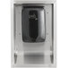 A Lavex black stainless steel hand dryer with a black button.