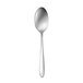 A Oneida Mascagni stainless steel serving spoon with a white handle.
