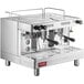 A silver stainless steel Estella Caffe two group automatic espresso machine.