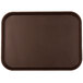 A rectangular brown Cambro non-skid serving tray with a brown logo.