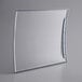 A rectangular silver mirror with a white background and a handle.