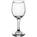 An Acopa clear wine glass with a short stem.