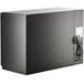 An Avantco black rectangular back bar refrigerator with a black door and a power cord attached.