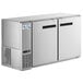An Avantco stainless steel back bar refrigerator with two doors.