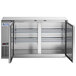 An Avantco stainless steel back bar refrigerator with solid doors open.